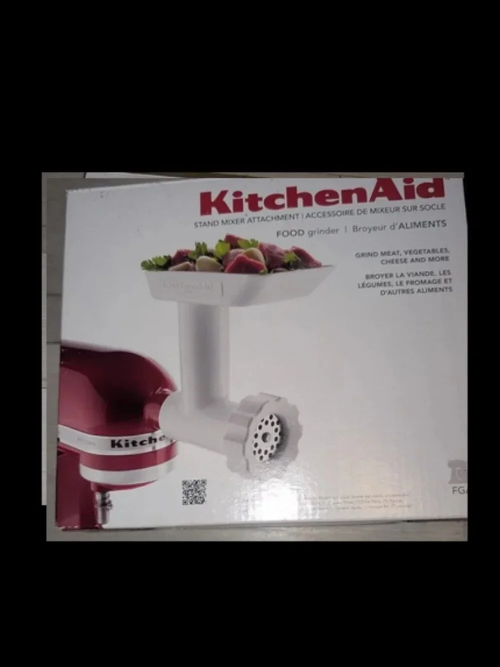KitchenAid Food Grinder Stand Mixer Attachment White Model FGA